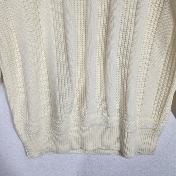 VTG Towncraft Sweater Sz L Yellowish Cream Pullover Ribbed Crewneck Acrylic - Picture 3 of 14